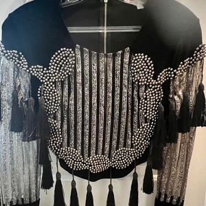 Black/Beaded Crop Top